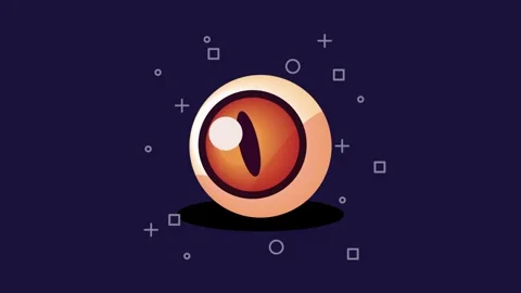 Animated alien eye icon with geometric shapes in minimal flat design style .. Stock Footage 338421937