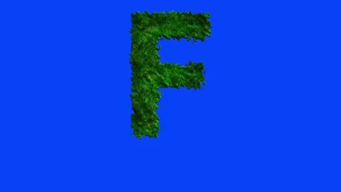 Animated alphabet letters with grass texture and blue screen. Stockbeeldmateriaal 336632500