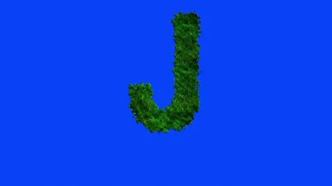 Animated alphabet letters with grass texture and blue screen. Vídeos de archivo 336632570
