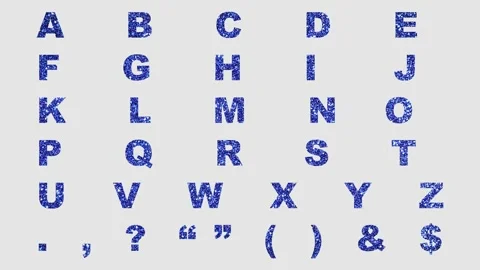 Animated alphabet letters pack with glittery blue background Stock Footage 335319006
