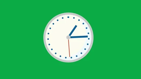 Animated analog clock with fast moving hands on green screen background time lap Stock Footage 332390913