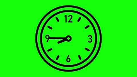 Animated analog clock with spinning hands on green screen background Stock Footage 342342511