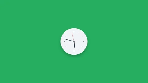 Animated analog clock ticking on green background time passing concept Stock Footage 346243572