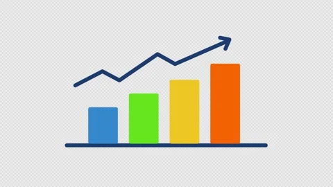 Animated analytics bar chart overlay on transparent background Stock Footage 330761742