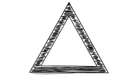 Animated and isolated triangular frame with hatching. Stock Footage 115731765