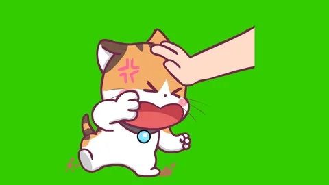 Animated angry orange cat being grabbed by the head - Transparent Background Stock Footage 282781479