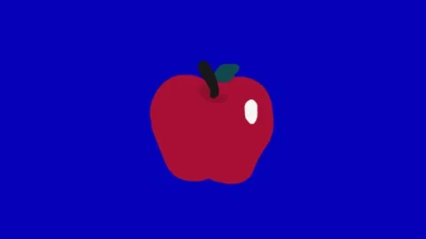 Animated Apple Fruit on Blue Screen Видео 345096552