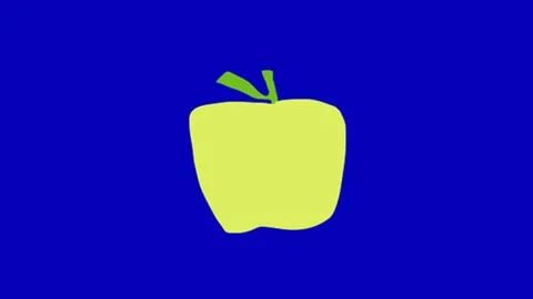 Animated Apple Fruit on Blue Screen Видео 345096557