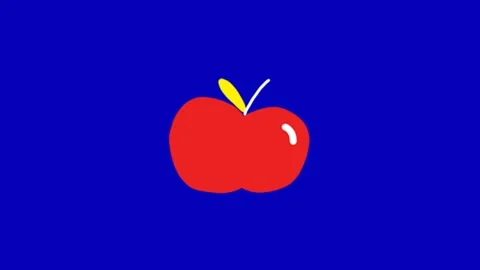 Animated Apple Fruit on Blue Screen Видео 345096558