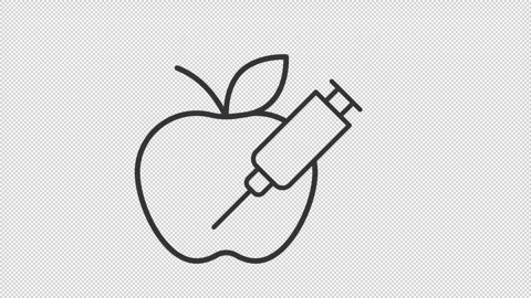 Animated apple with syringe line icon Stock Footage 325400358
