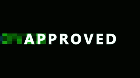 Animated approved stamp pulsing with glitch effect in cinematic motion with.. Video stock 344287993
