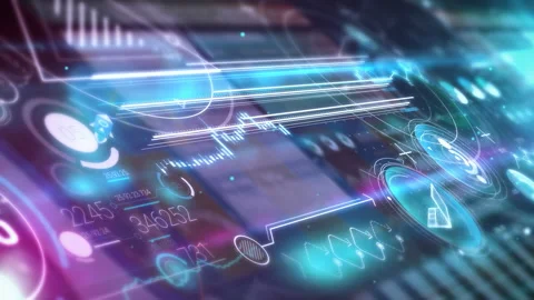 Animated array of infographics with economic data Stock Footage 192449423