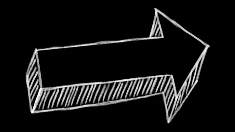 Animated arrow, chalk stroke on a black background, ideal for compositing, use Stock Footage 102441363