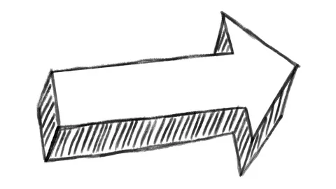 Animated arrow, chalk stroke on a white background, ideal for compositing, use Vidéo 102440474