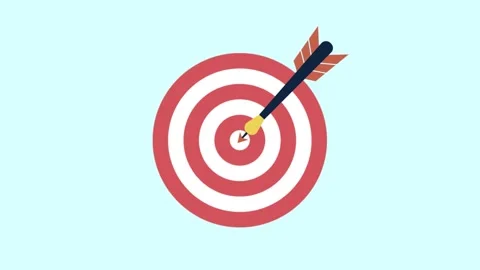 Animated arrow hitting the center of a target symbolizing business success Stock Footage 302724641