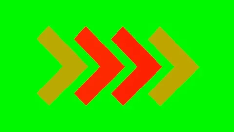 Animated arrows, shevrons, chevron pattern, red arrows on green background. Vidéo 111868703
