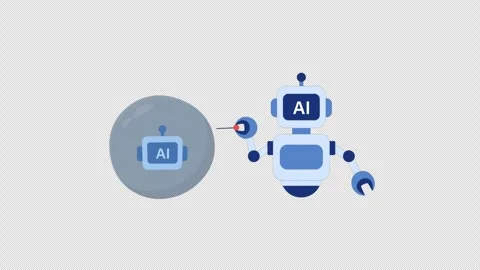 Animated Artificial Intelligence Bubble Burst Concept - Transparent Stock-Footage 347455171