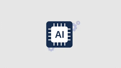 Animated Artificial Intelligence Chip Icon with Rotating Gears - Transparent Stock Footage 338077074