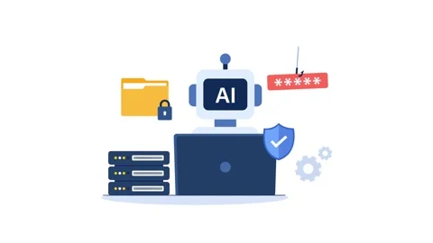 Animated Artificial Intelligence Cybersecurity and Data Protection Stock Footage 346991914