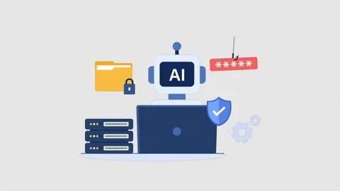 Animated Artificial Intelligence Cybersecurity and Data Protection - Transparent 스톡 동영상 346992426