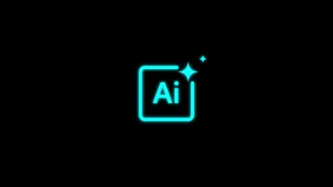 Animated artificial intelligence icon with glowing blue sparkles Stock Footage 342342342