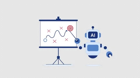 Animated Artificial Intelligence Presenting Business Strategy - Transparent Stock Footage 347242097