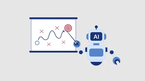 Animated Artificial Intelligence Presenting Business Strategy - Transparent Vídeo Stock 347242182