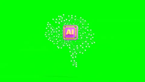 Animated Artificial Intelligence Square Icon on green background Vidéo 314935171