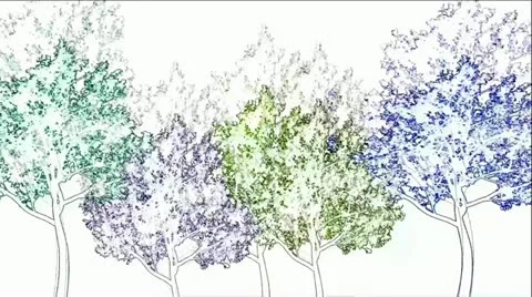 Animated Artistic Growing Trees Stock Footage