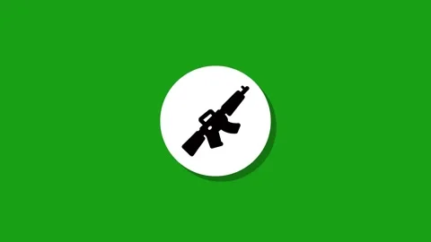 Animated assault rifle icon pops up on green screen background flat graphic.. Stock Footage 327762733