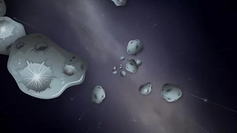 Animated Asteroid Field Drifting Through Deep Space Nebula Stock Footage 344931805