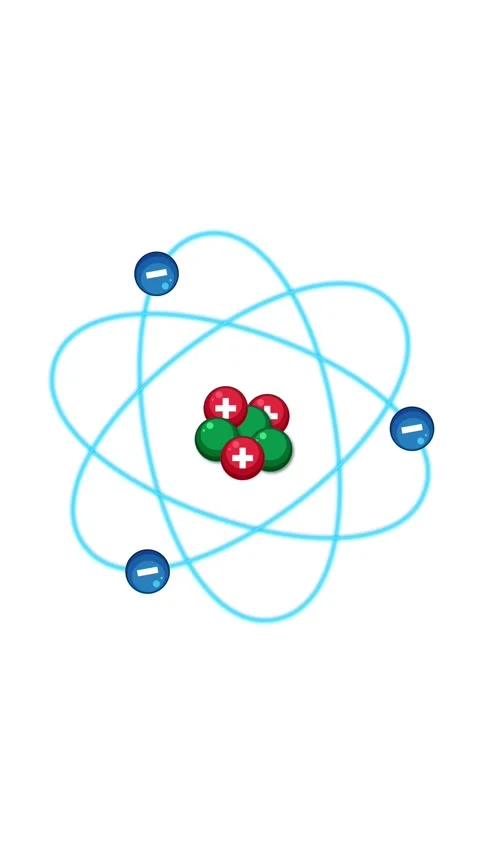 Animated Atom Model with Rotating Electron Orbits and Nucleus Stock Footage 318939360