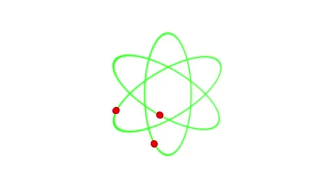 Animated atom model with rotating electrons, scientific physics concept, mi.. 스톡 동영상 332826632
