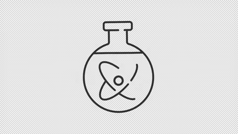 Animated atomic model in flask line icon Stock Footage 337776646