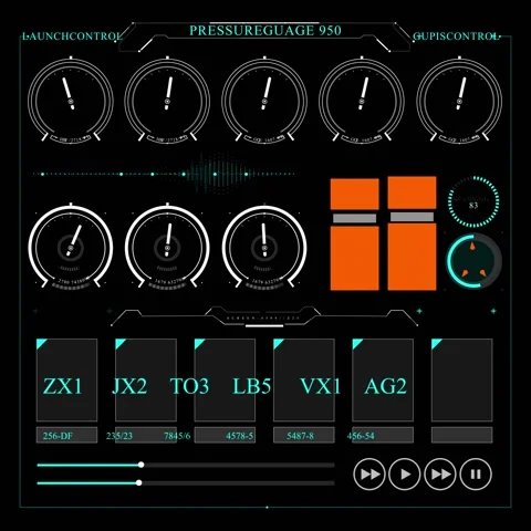 Animated Audio Control Panel with Equalizer, Volume, and Interface Buttons Stock-Footage 236558579