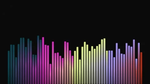 Animated Audio spectrum analyzer visually displays audio frequencies Stock Footage 327175084