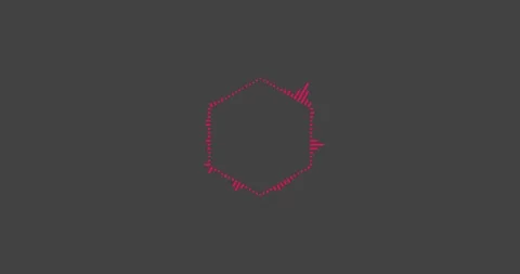 Animated Audio Spectrum hexagon in red Stock Footage 107925577