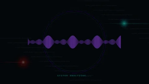 Animated audio waveform and digital hud interface 4K loop Stock Footage 345729822