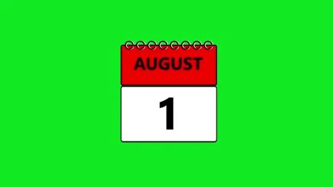Animated august calendar page turning effect with green screen background, .. Vídeo Stock 335855614