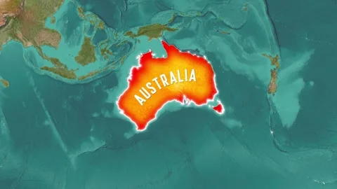 Animated Australian map with flag revealing motion clip footage Stock Footage 345811352