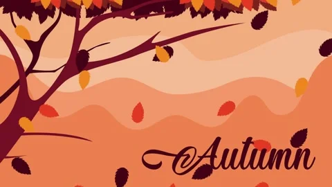 Animated autumn background with falling leaves and brown tree branches for .. 스톡 동영상 338318989