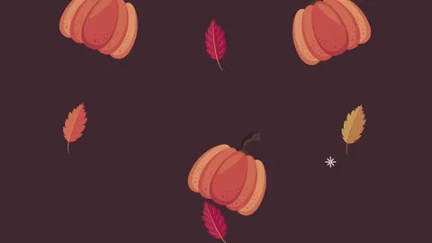 Animated autumn background featuring falling pumpkins and colorful fall lea.. Vídeo Stock 338421936