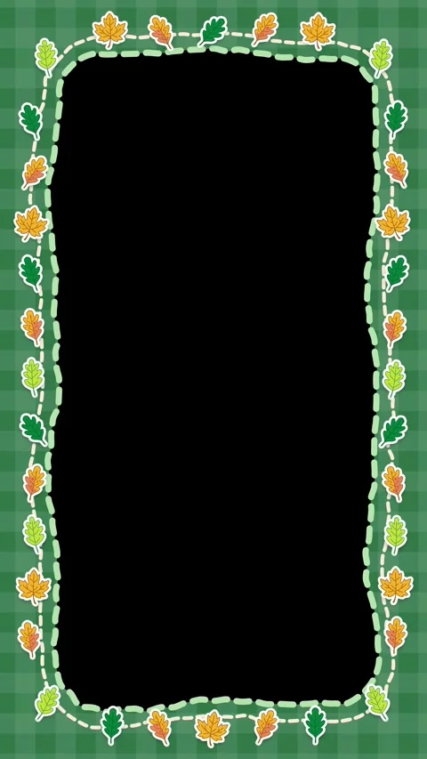 Animated Autumn Leaf Border Frame Overlay with Vertical Copy Space Stock Footage 345314489