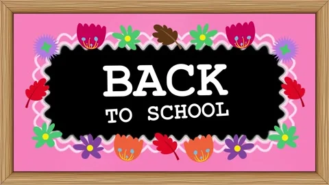 Animated Back to School Blackboard Frame with Pink Border Stock Footage 346114931