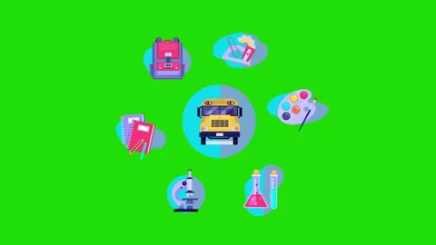 Animated back to school elements Education Icons - Motion Graphic Stock Footage 263524506