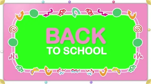 Animated Back to School Pink Board Frame with Green Screen Loop Stock Footage 348633647