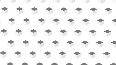 Animated background of 3D seamless circles of bright cubes from small enlarged.  Stock Footage 141636628