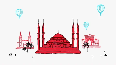 Animated Background Attractions in Turkey Stock Footage 165163795