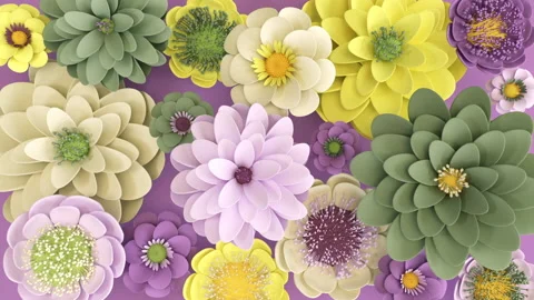 Animated background with blooming violet and yellow flowers 스톡 동영상 163376194