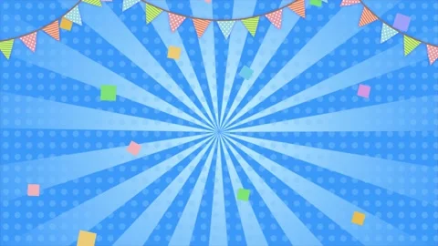 Animated background with blue sky and lively confetti Stock Footage 254456492